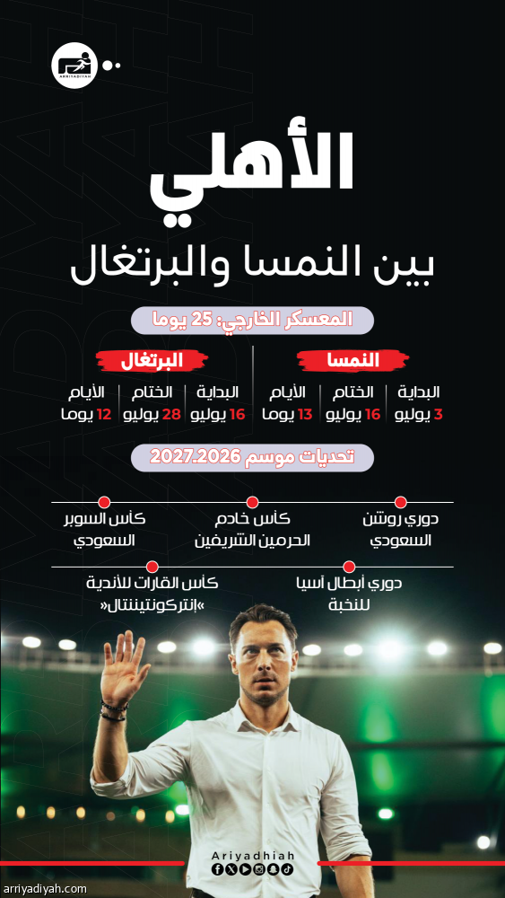 بين النمسا والبرتغال.. الأهلي يعسكر 25 يوما
